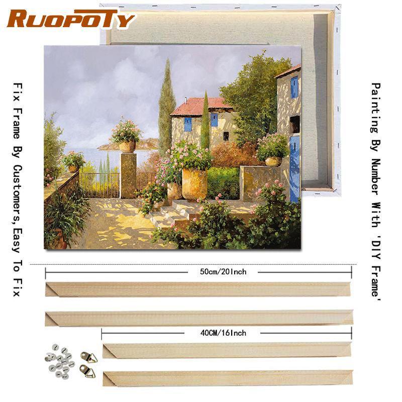 RUOPOTY Раскраска по номерам Городской пейзаж для гостиной на холсте Уникальный подарок Акриловая картина по номерам Дом