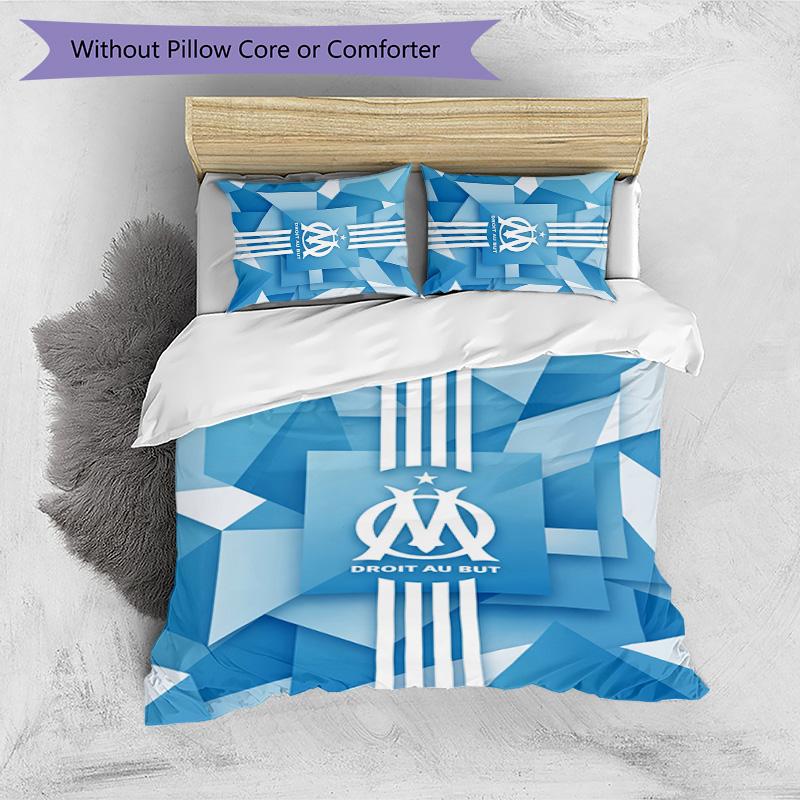 Olympique Lyonnais FC Printed 3PCS Bedding Set Breathable Duvet Cover with Pillowcases Decorative Bed Linen for Bedroom Home