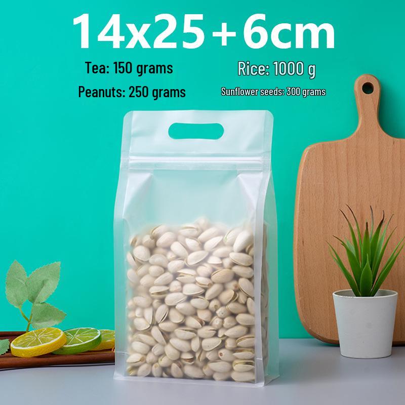 Матовый прозрачный самоклеящийся пакет для снеков с ручкой для хранения сухофруктов и чая