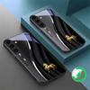 Золотой скачущий конь хорошо подходит для Samsung Galaxy S26 Ultra S20 FE S21 S22+ 23 Plus 24 Ultra 25 Edge черная стеклянная чехол для телефона