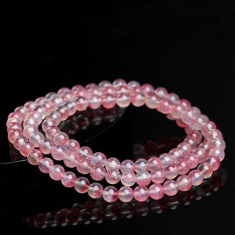 Браслет Hongchu Crystal из натурального вишнево-розового турмалина, тройной браслет, браслет из градиентного розового турмалина