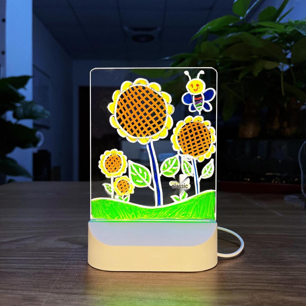Erasable LED Luminous Graffiti Board for Kids - DIY Hand-Painted Transparent Drawing Light