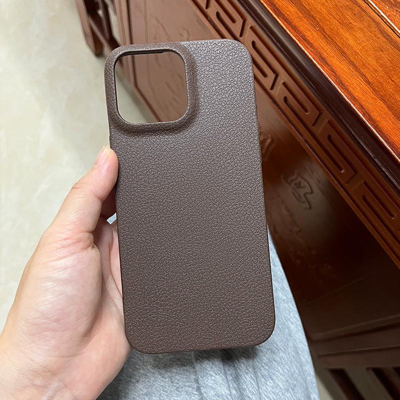 Applicable To IPhone16ProMax Mobile Phone Case 14 Apple 15 Simple TPU Leather Pattern 12Pro Material Case 13