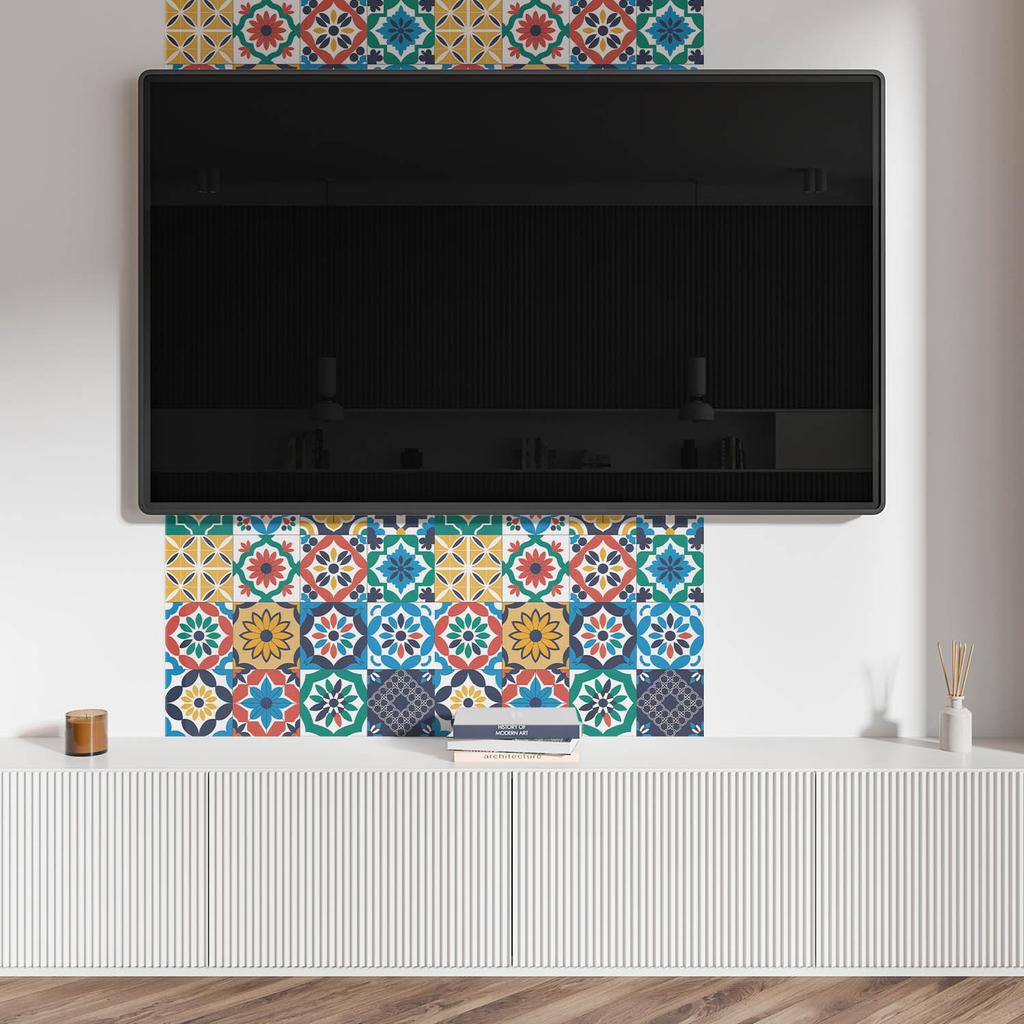 Winylowy Panel Samoprzylepny Z Nadrukiem 100X50 Cm Wzory Mozaikowe W Układzie