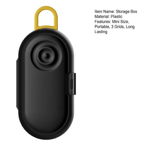 Mini Portable Pill Box Durable Construction 3 Grids Easy To Carry Multipurpose Tablet Medicine Organizer Earplugs Protector Case