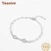 Tancise 925 Sterling Silver Bracelet Jewelry Geometric Bead Chain Link Bracelets Fashion Fine Wedding Gift for Girlfriend Women
