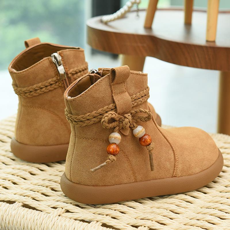 Кожаные ботинки на флисовой подкладке для девочек - Теплые, модные ботинки Martin Зима 2025