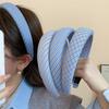 3 см Милая голубоватая клетчатая повязка на голову с губчатой подкладкой для женщин и девочек Весенне-летнее повседневное уличное украшение для волос