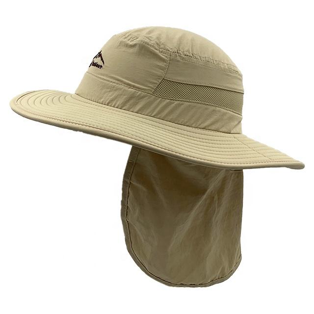 High Quality 100%polyester Outdoor UV protection Fishing Sun Hat Mesh Breathable Bucket Hat with Wide Brim and Neck Cover