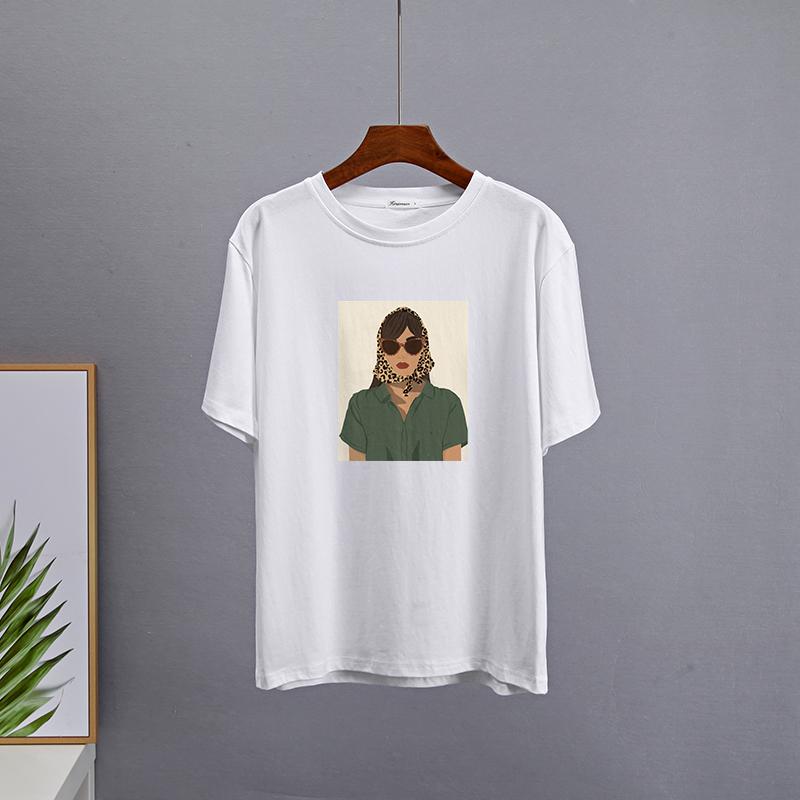 Hirsionsan летние футболки из 100% хлопка с принтом персонажей, женские повседневные простые базовые футболки, женские модные универсальные топы