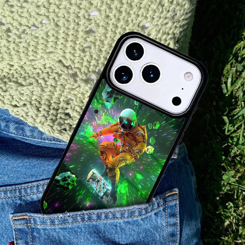 Surfing Spaceman Phone Case For iPhone 17 AIR 16 Pro Max 15 14 Pro 11 12 13 Shockproof Silicone Cover