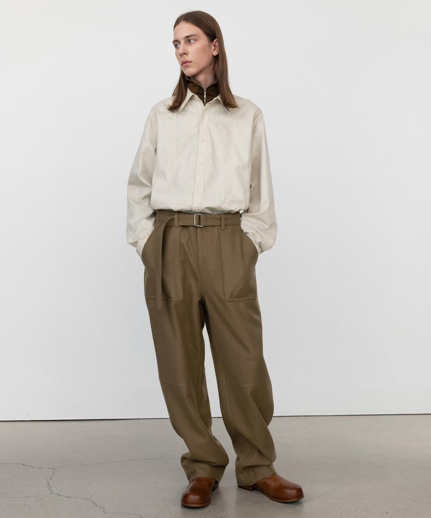INSILENCE Washed Cotton Shirt Sand Beige