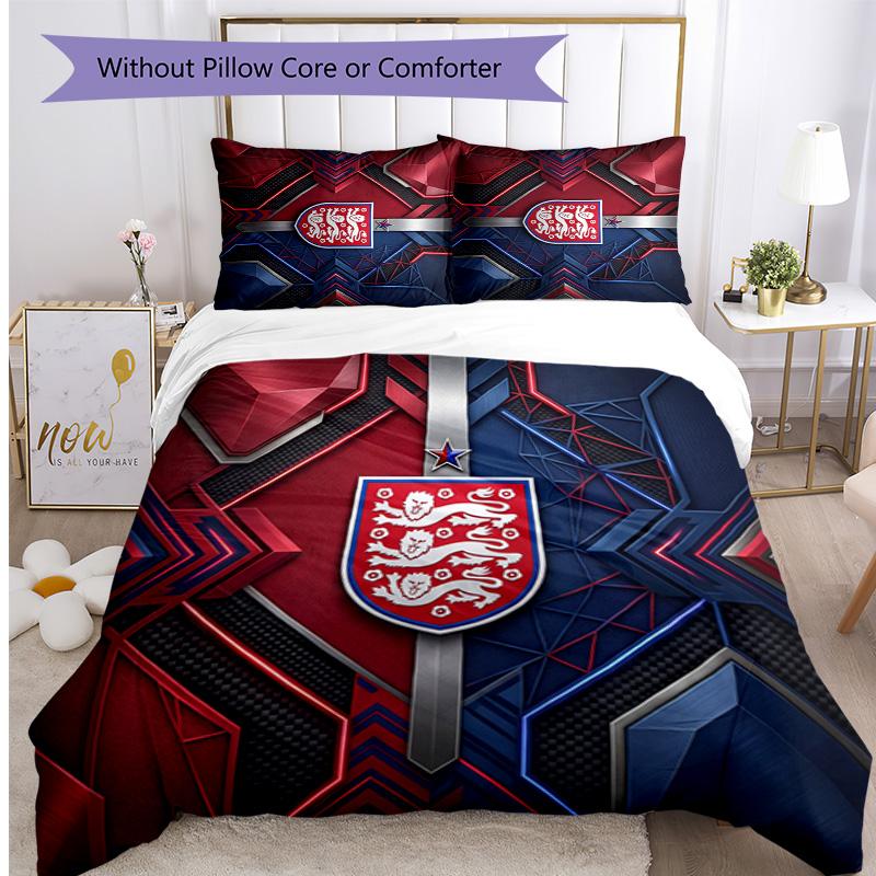 England Football Printed Bedding 3 Piece Set Cozy Breathable Bed Cover Set as Housewarming Holiday Gift