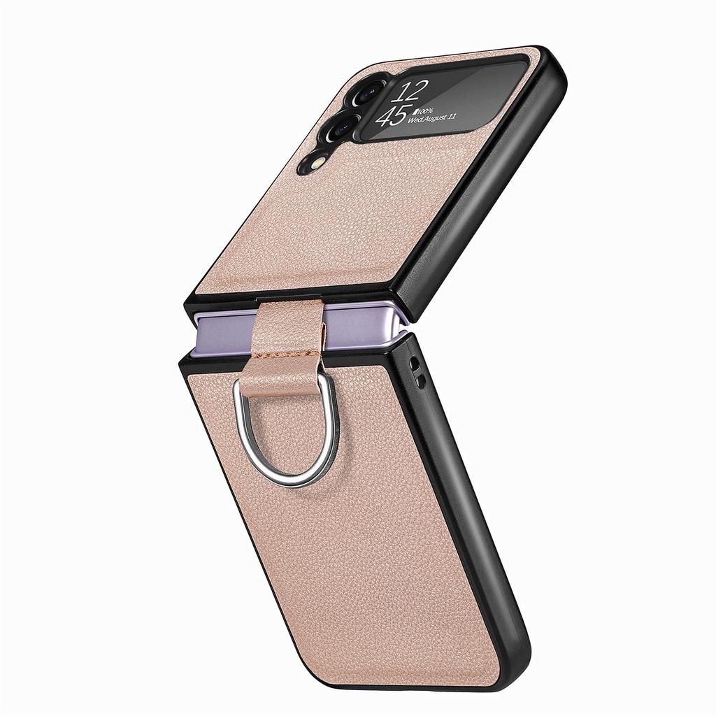 Нескользящий кожаный чехол с защитой от царапин для Samsung Galaxy Z Flip 4 5 5G Flip5 Flip4 Flip3 Flip 3 Zflip4, чехол для телефона с кольцом на палец