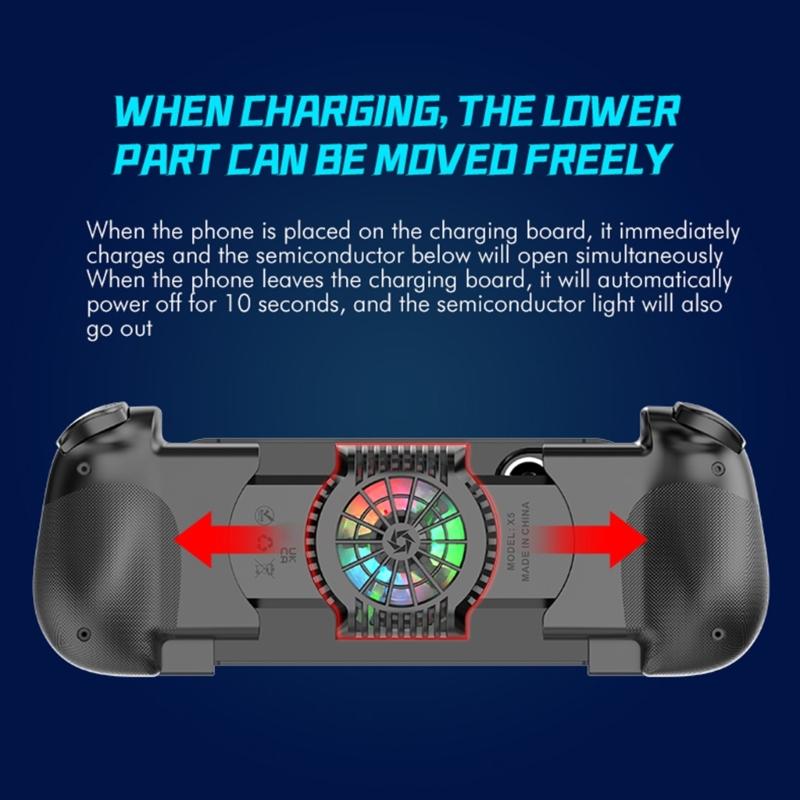 Растягивающийся беспроводной геймпад с поддержкой зарядки Hall Effect Joystick Bluetooth-совместимый геймпад для телефона с охлаждающим вентилятором