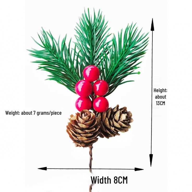Christmas Red Pine Cone Tree Decoration Set with Gift Box & Pine Needles