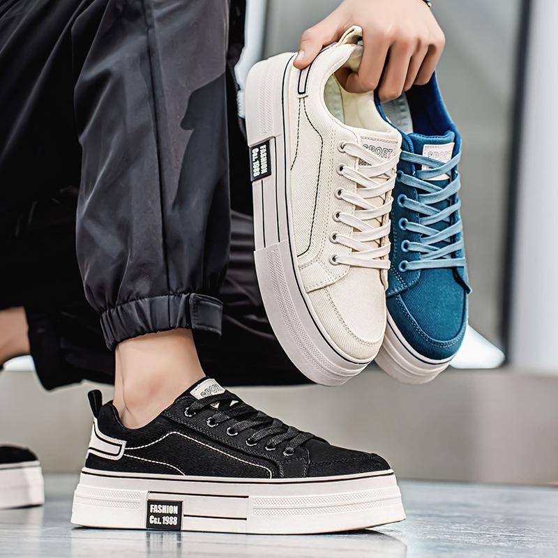 Мужская синяя спортивная обувь, повседневная парусиновая обувь, кроссовки для бега в уличном стиле, студенческие туфли больших размеров, черные туфли для скейтбординга