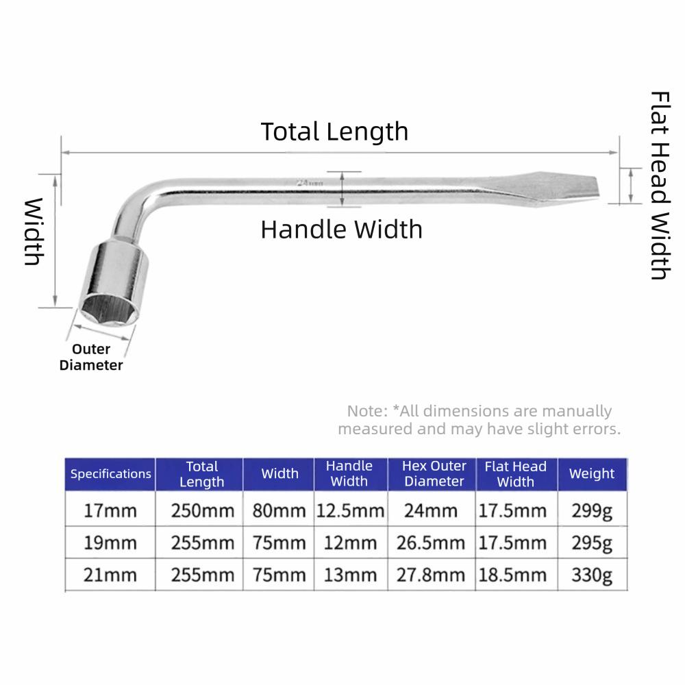 Hexagonal Head Lug Wrench L Type Socket Lug Wrench Standard Tool Tire Wrench Car Repair