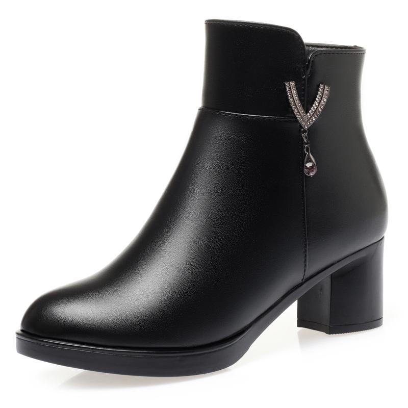 Женские ботинки, зимние модные противоскользящие женские ботильоны на среднем каблуке, женские зимние ботинки из натуральной шерсти из натуральной шерсти