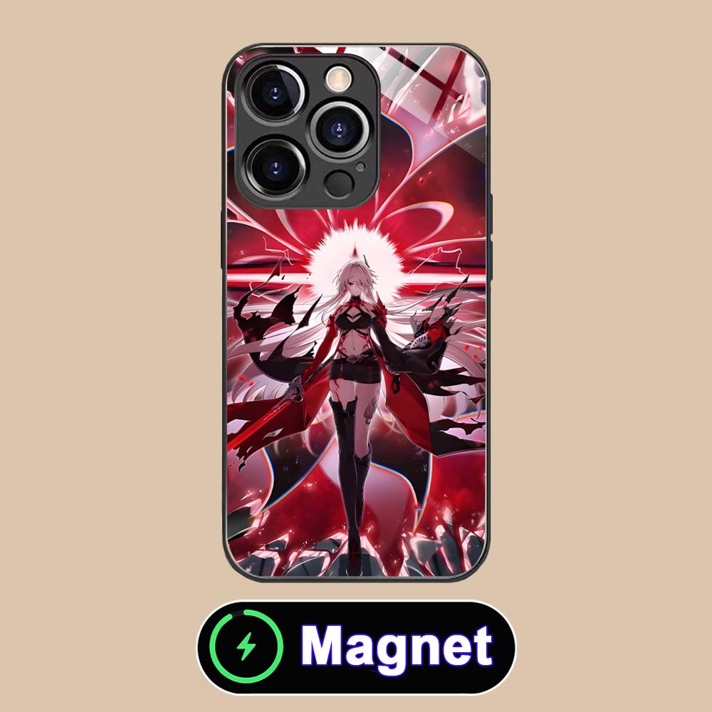 HSR Acheron Стеклянный чехол для мобильного телефона MagSafe для iPhone 17 16 15 14 13 12 11 Air Pro Max Plus Mini Цветной чехол
