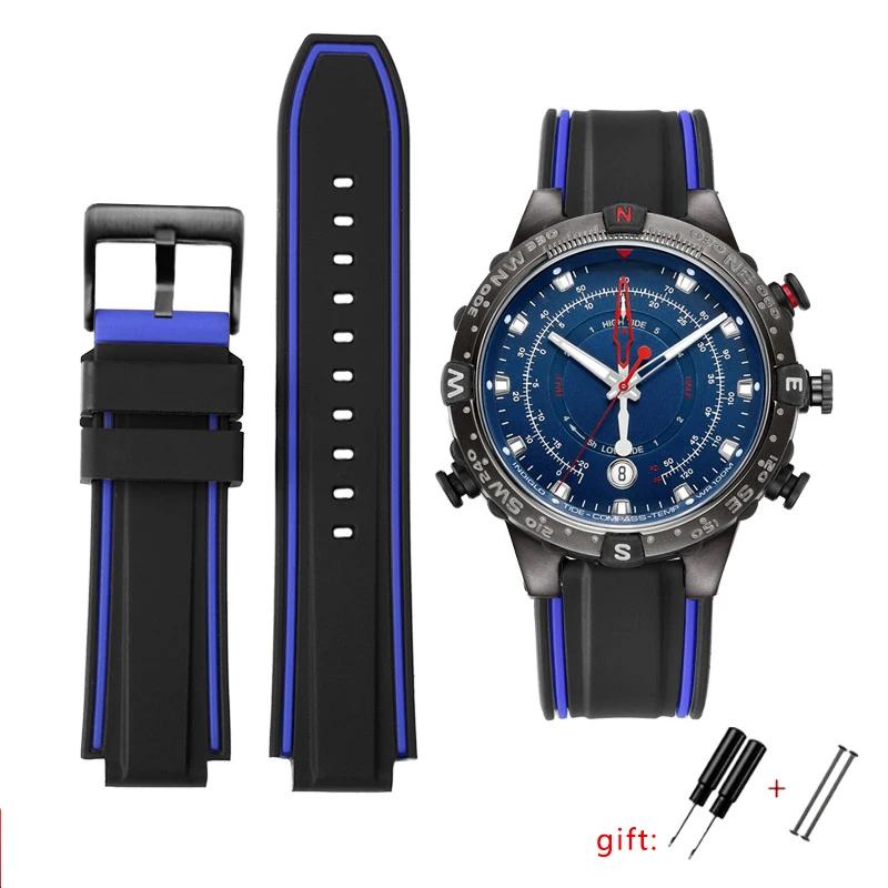 Силиконовый ремешок Для Timex E-tide Compass T2n720 T2n721 Tw2t76300 Tw2t76500 T45601 Резиновый мужской ремешок для часов Спортивный ремешок бесплатный инструмент