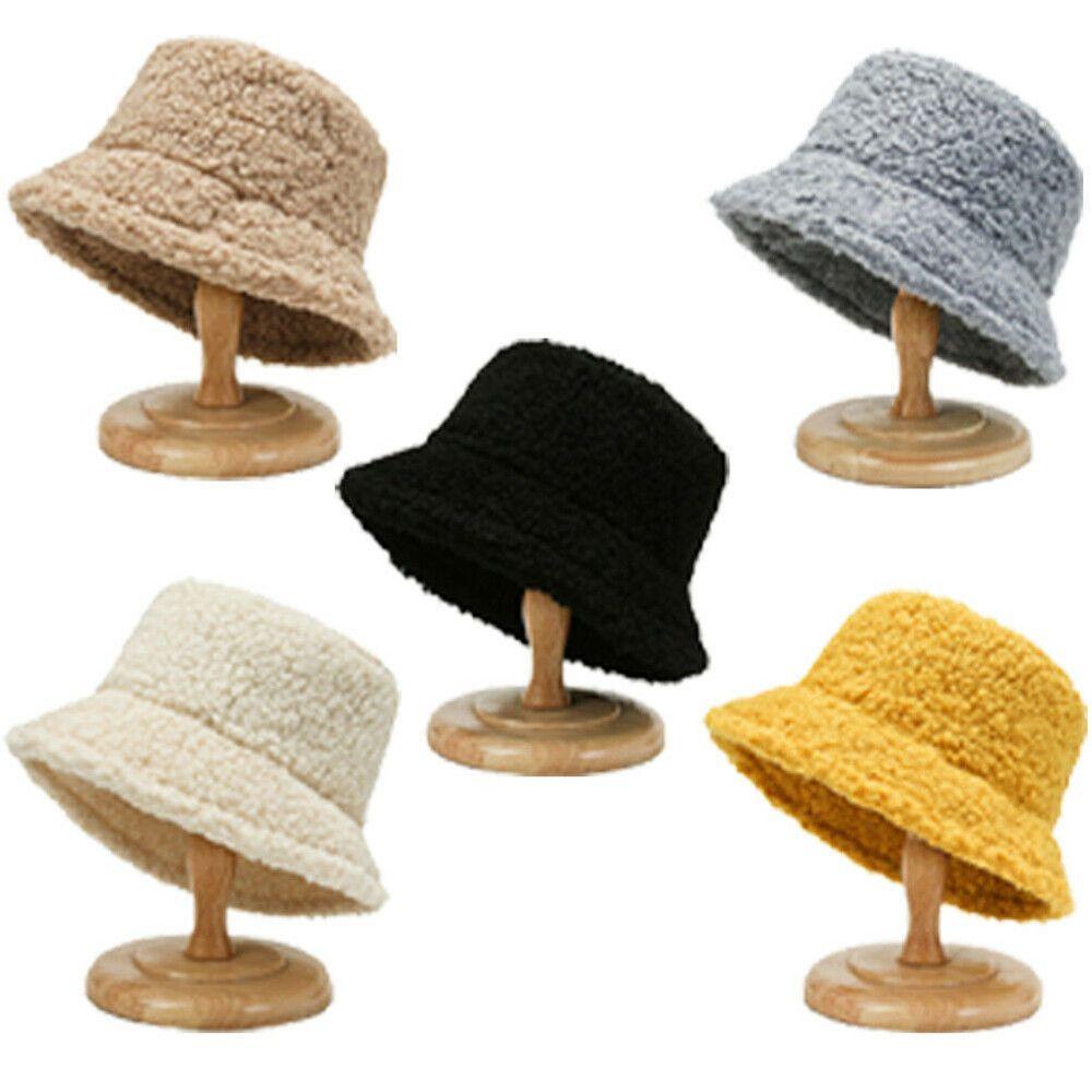Winter Casual Lamb Wool Soft Fisherman Cap Panama Hat Bucket Hat Sun Cap