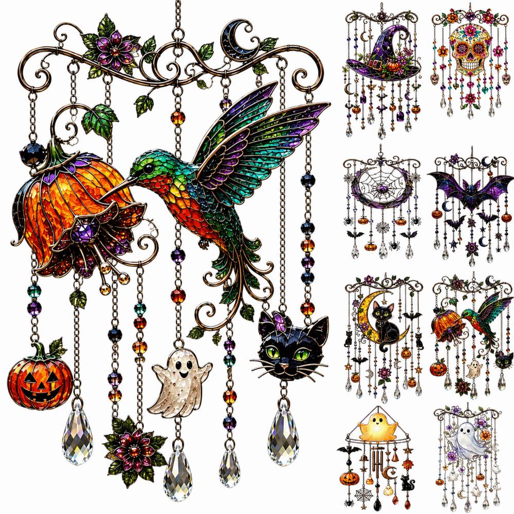 Dangling Strands Crystal Wind Chime Halloween Themed Wind Chime Suncatcher Wind Chime Door Display