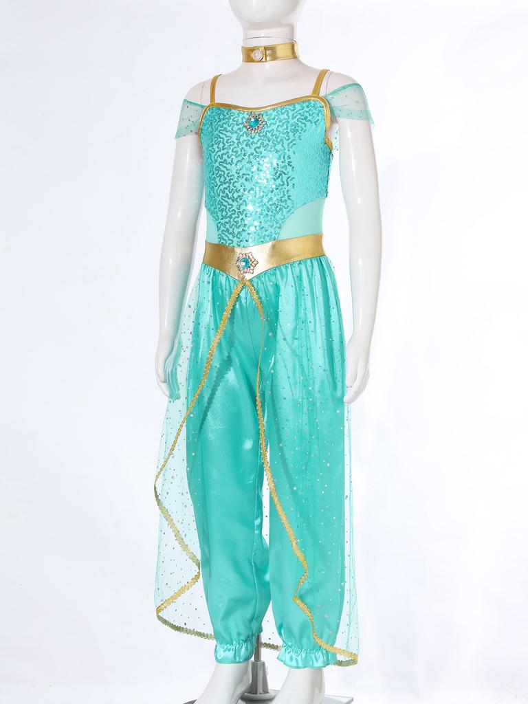 Необычный костюм арабской принцессы для девочек, комбинезон для танца живота, костюм на Хэллоуин, нарядное платье для косплея