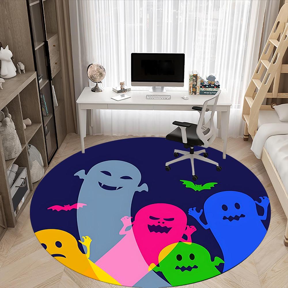 1PCGhost Halloween Office Round Area Rug, Mat Suitable For Office, Under Office Chairs Bedroom Living Room Home Decor, Room Deco