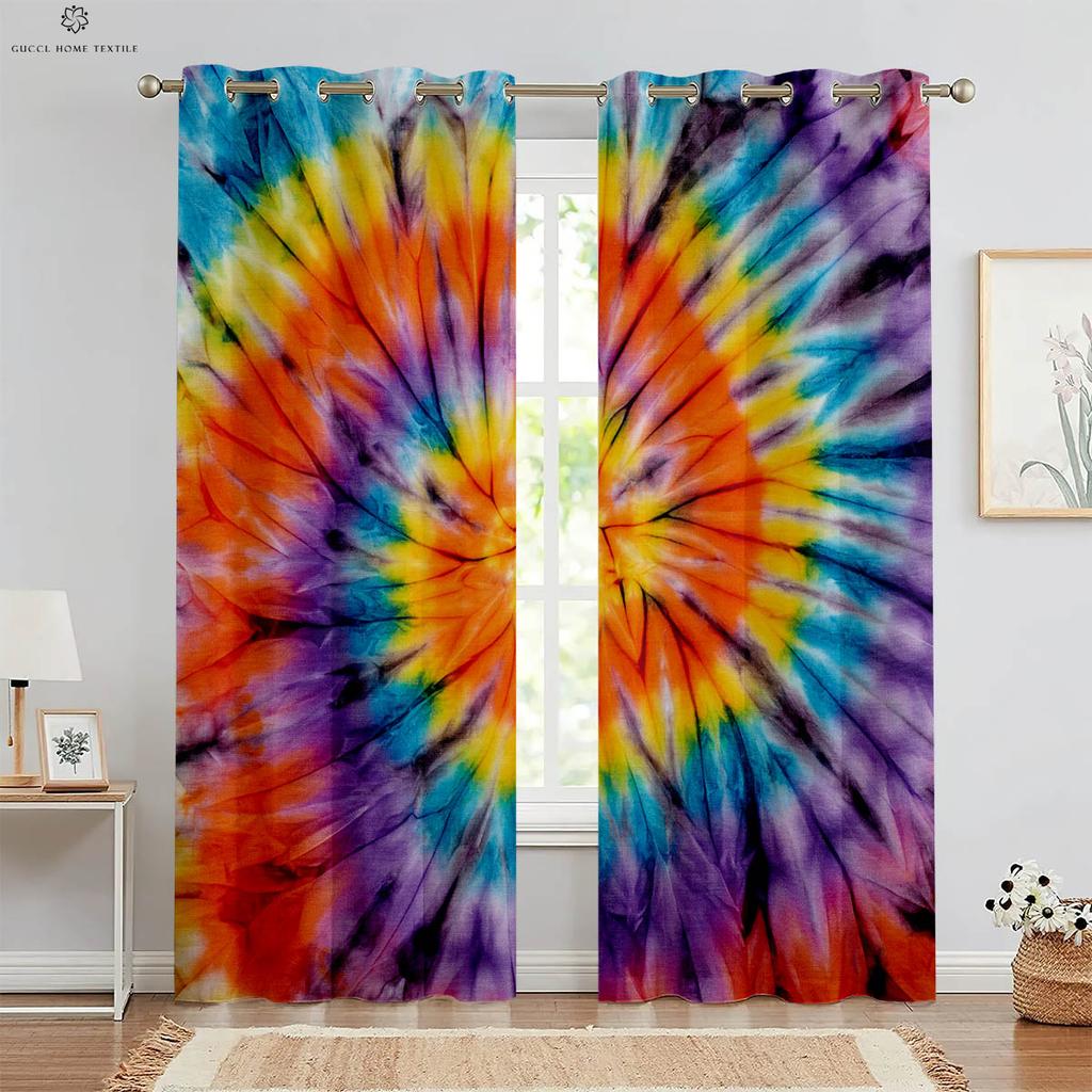 Красочные шторы с радужным мультяшным принтом для детей, украшение окна детской комнаты, легко стирать и ухаживать, 2 шт.
