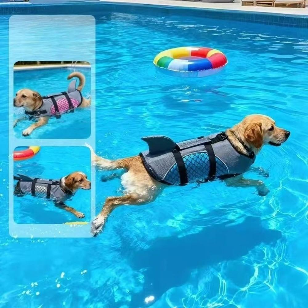 Shiny Scales Dog Life Jacket Strong Buoyancy Puppy Safety Vests Dog Swimming Suit Pet Safety