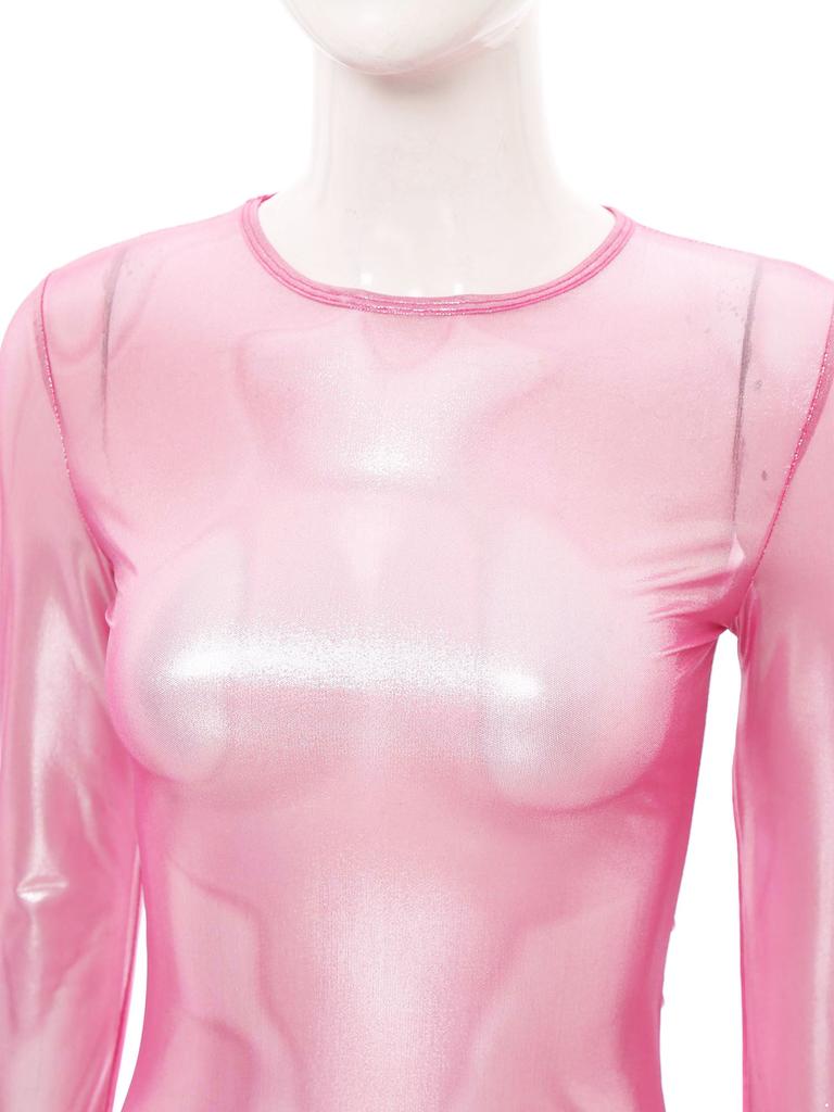 Женское прозрачное платье с длинным рукавом, с металлическим блеском, просвечивающее, в стиле макси, для клуба, ночное белье, забавное платье-нижнее белье