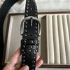 Высококачественная регулируемая металлическая пряжка Винтажный черный кожаный ремень Мужской Женский Хип-Хоп Панк Заклепки Шипованный Поясной ремень