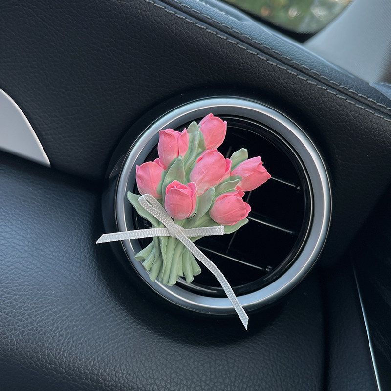 Car Air Freshener Tulip Car Vent Decoration Mid-Autumn Festival Limited Edition Jade Rabbit Aroma Diffuser Stone Car Interior Ornament