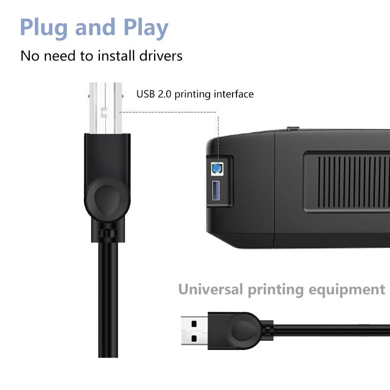 1,5/3/5 м USB-кабель для принтера, USB Type A на B, папа-папа, для принтера Canon, HP, этикеток, Dac, USB-принтер, USB 2.0, кабель для принтера