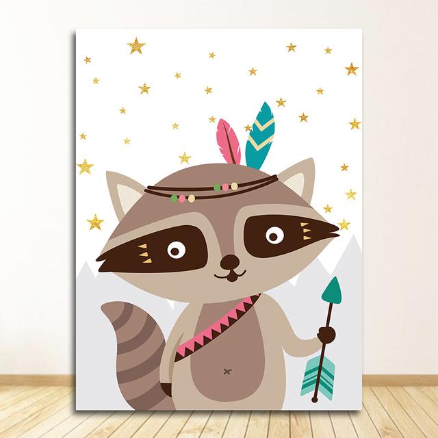 Painting Wall Pictures Kids Room Decor Bear Fox Lion Owl Raccoon Tent Dream Quotes Nordic S And Prints Wall Art Canvas