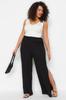 Women's Plus Size Trousers Fashion New Season Black High Waist Wrapped Woven Trousers