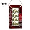 Holiday Commemorative Keepsake Acrylic Photo Frame Light Catcher, Retro Stained Glass Style Hanging Transparent Wall Art Display with Chain,