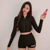Korean Women's Sporty Two-Piece Long Sleeve Swimsuit for Snorkeling and Sun Protection