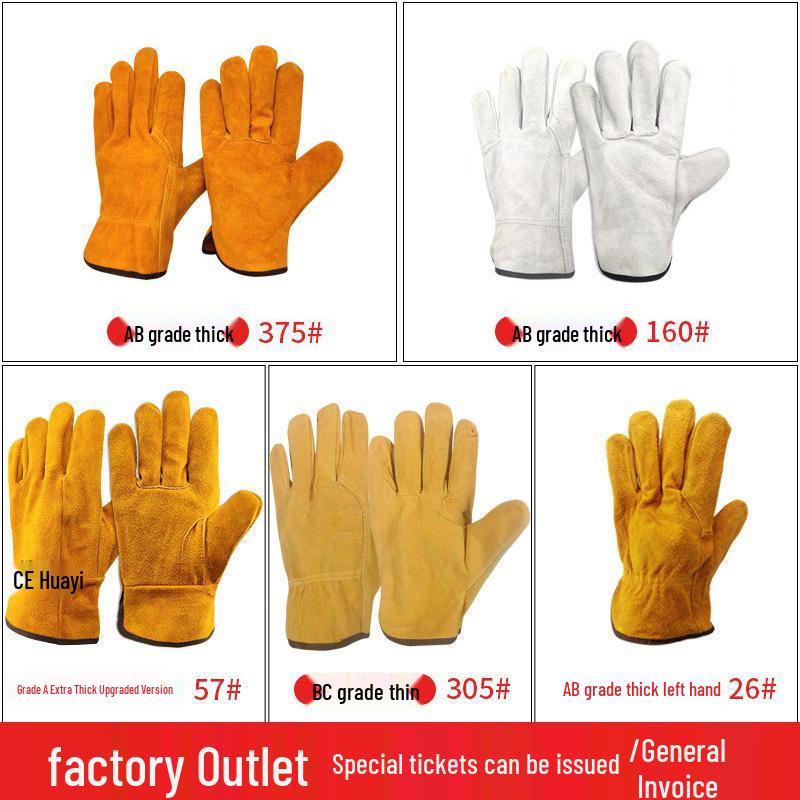 Золотистые термостойкие сварочные перчатки из коровьей кожи - Прочные, нескользящие, утепленные, двухслойная кожа для водителей и сварщиков
