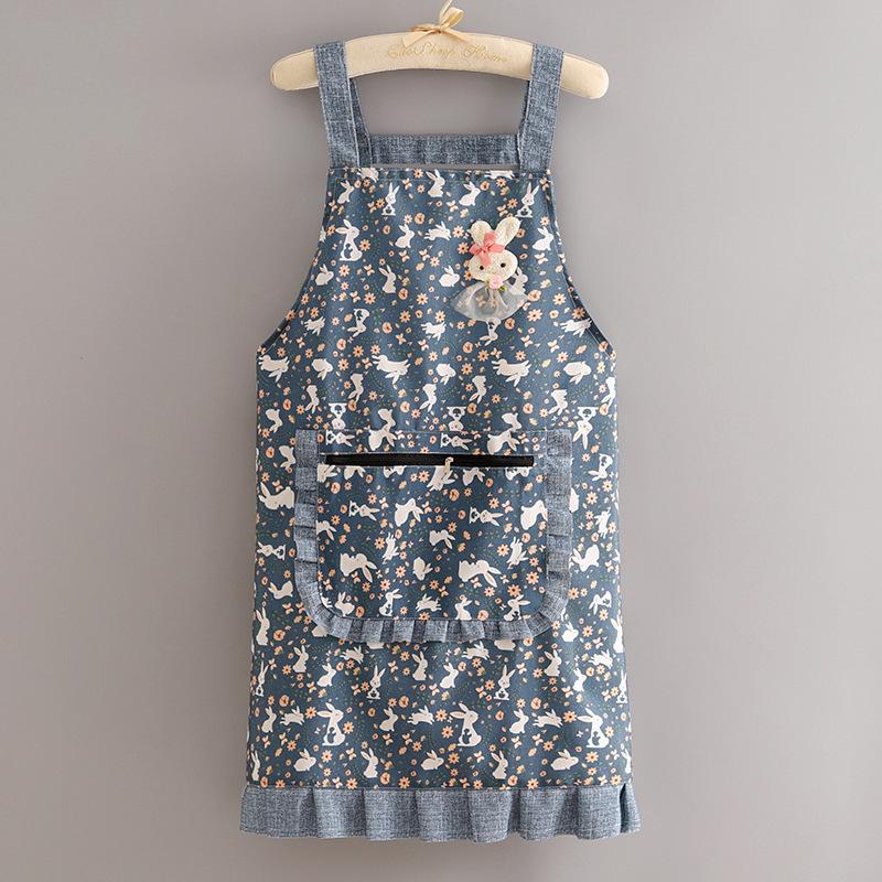 2025 Canvas Apron Women Cute Home Kitchen Anti-fouling Wear-resistant Breathable Cooking Apron Workwear with Large Pocket