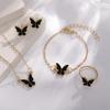 1Set Fashion Exquisite Simple Versatile Butterfly Necklace Bracelet Earrings Ring For Women Girls Wedding Party Jewelry Set Gift