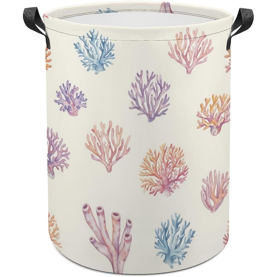 1pc, Collapsible Colorful Coral Laundry Basket, Ocean Laundry Hamper Clothes Hamper Storage Bin for Bedroom Bathroom, Laundry Baskets