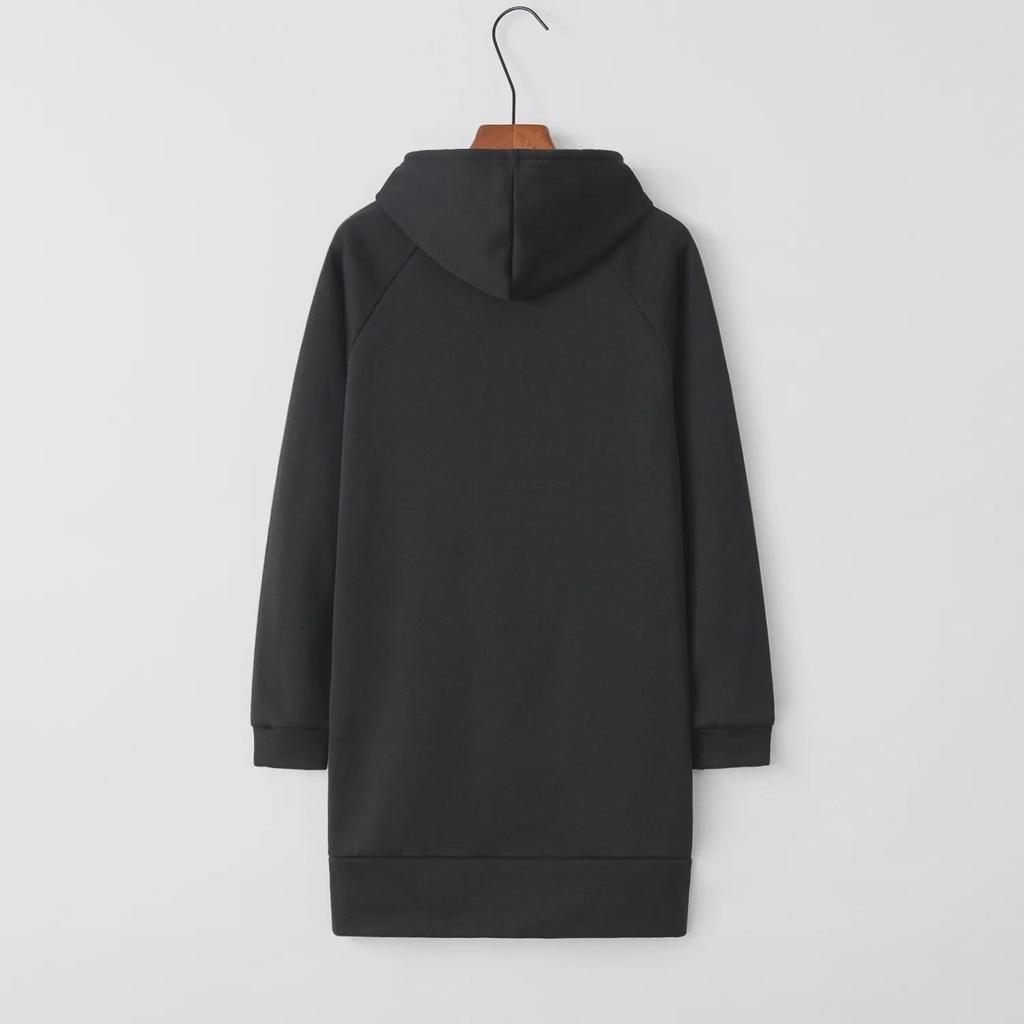 Hooded Zipper Pullover Mid-Length Sweater Dress - New Style
