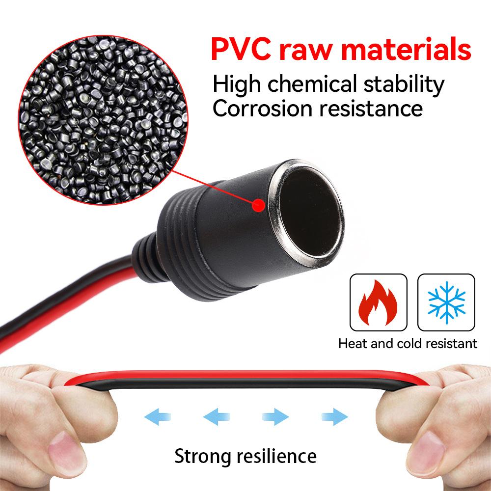 3M 15A Car Cigarette Lighter Extension Cable 12V/24V LED Indicator Cable Car Charger Cigar Lighter Socket Jack Multi Socket