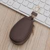 Faux Leather Car Key Case with Hanging Buckle Keyring Chain Portable Remote Key Fob Holder Zipper Bag Protector Pouch Wallet