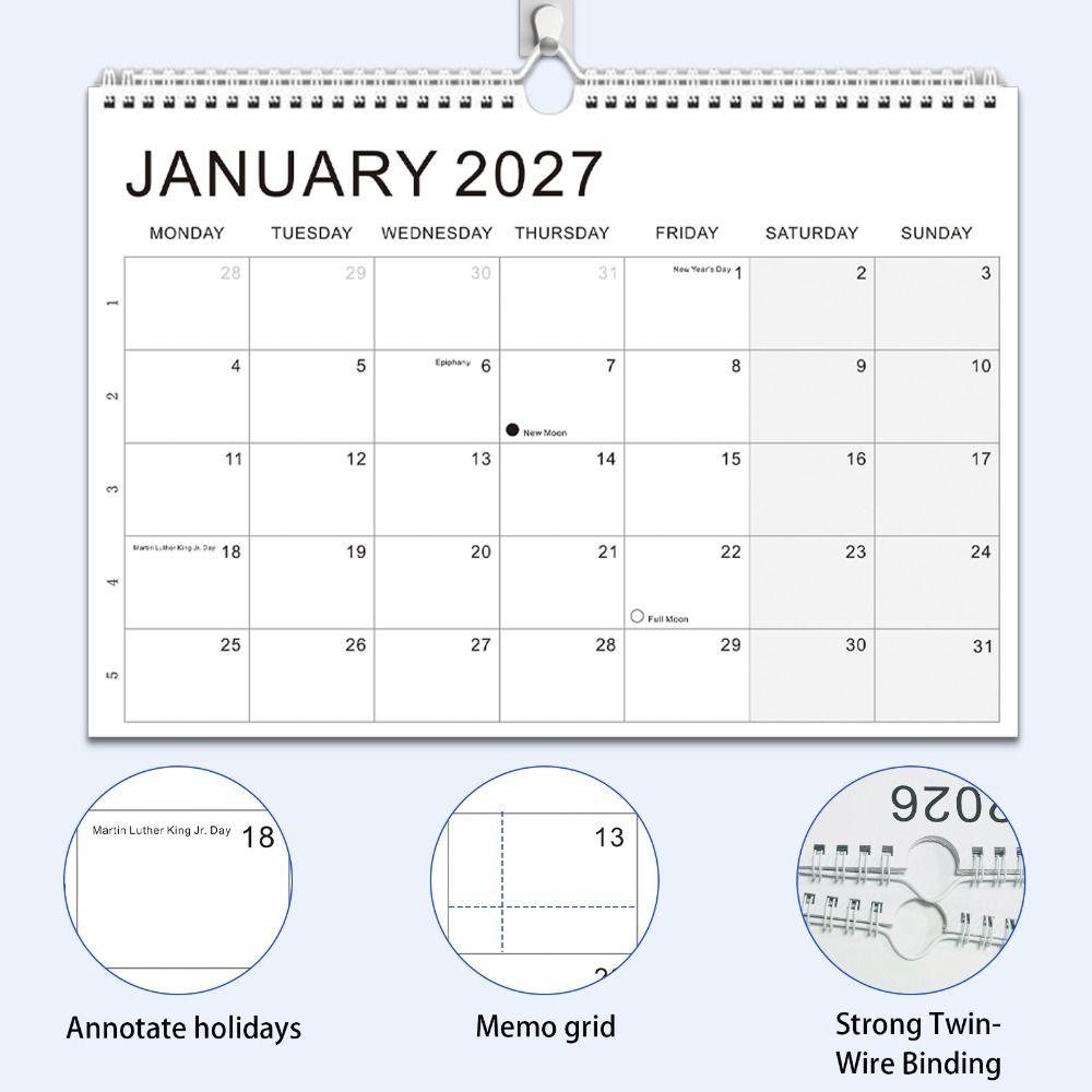 July.2026 - Dec. 2027 English Calendar Thick Paper Monthly Planner Calendar Wall Calendar Home