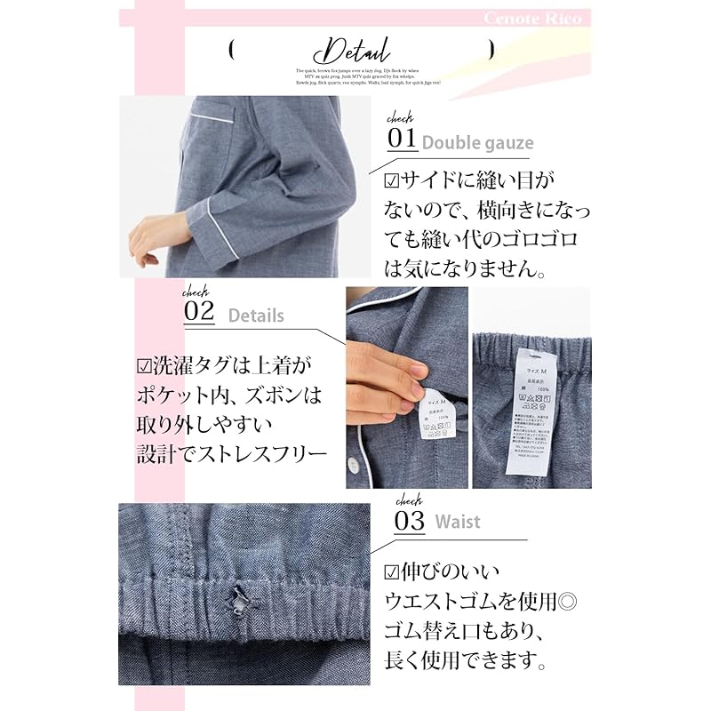 [Cenote Rico] [Удобный двусторонний воротник] Пижама из двойной марли женская с длинным рукавом 100% хлопок весна осень ночная одежда марля женская пижама пижама