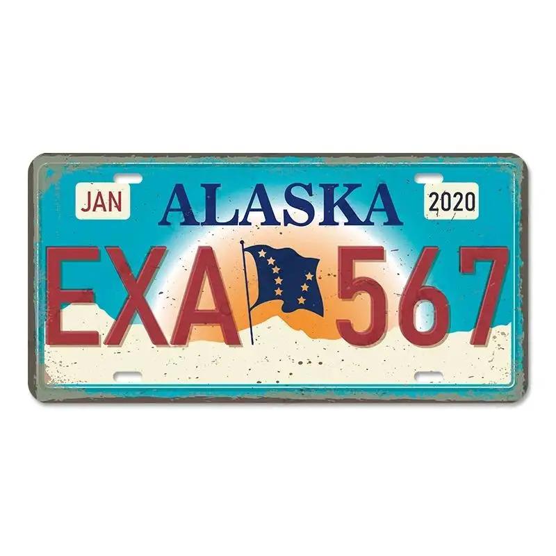 Винтажный постер американских штатов, металлические жестяные таблички, Флорида, Калифорния, Техас, Гавайи, номерной знак, клубный бар, декор для стен гаража