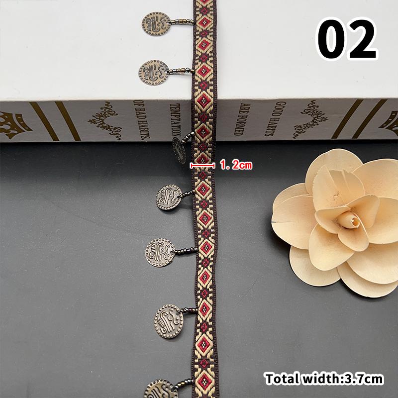 Тканая жаккардовая лента кружево кисточки бахрома геометрический рисунок для бретелей одежды аксессуар тканевые принадлежности DIY шитье 1 ярд